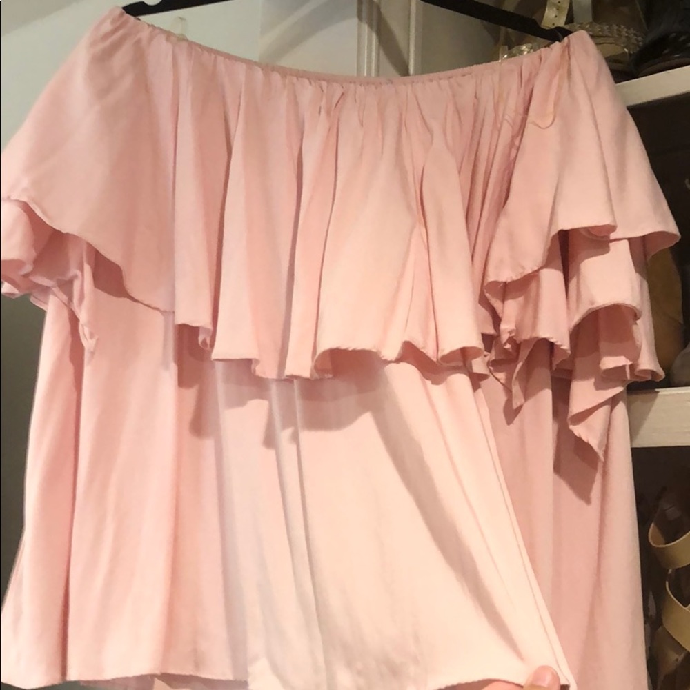 Off the shoulder top, blush